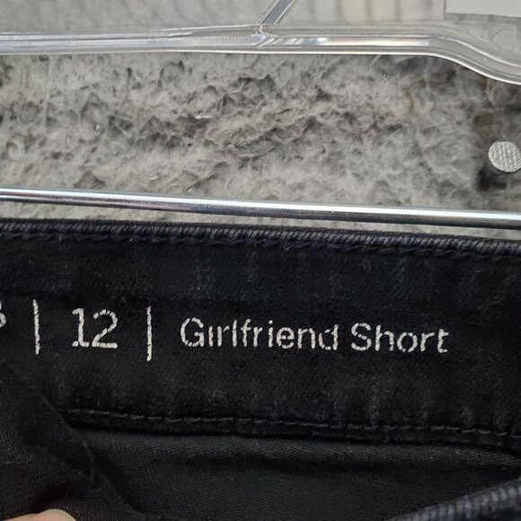 Talbots Shorts Women Size 12 Black Girlfriend Stretch Denim Cuffed - Picture 3 of 12